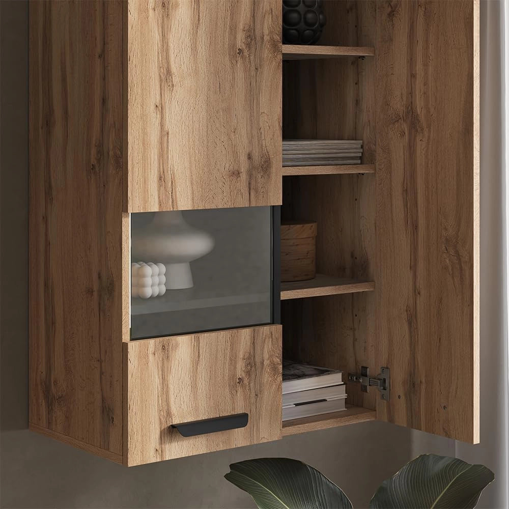 Armadio a muro Amber, Marrone, 60.2 cm con 2 porte, con vano portaoggetti per spazio aggiuntivo