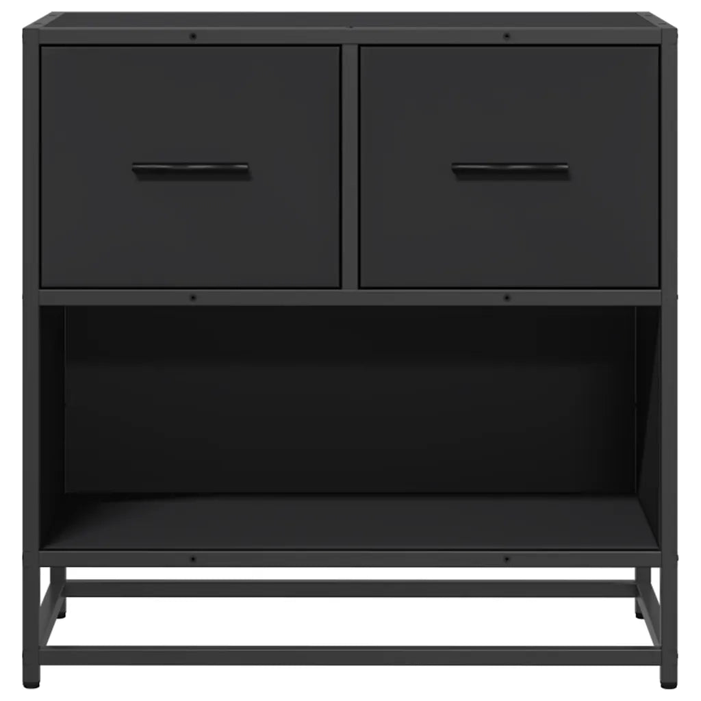 Comodino Nero 60x31x60 cm in Legno Multistrato e Metallo