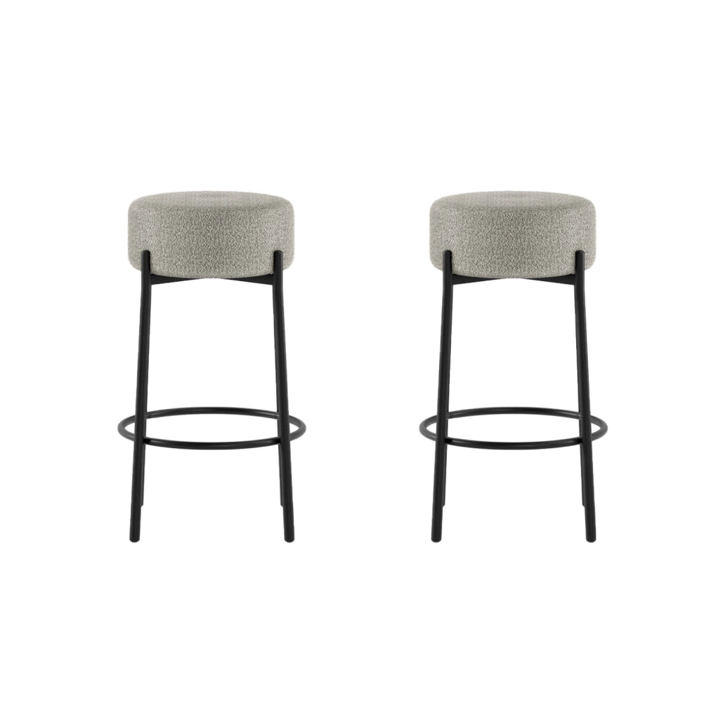 Set 2 Sgabelli Syd 41x41x67 cm in Tessuto Grigio Chiaro
