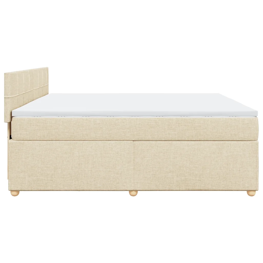 Giroletto a Molle con Materasso Crema 180x200 cm in Tessuto
