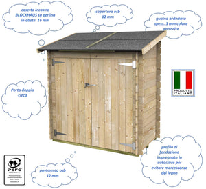 Casetta Box da Giardino per Attrezzi 155x85 cm con Porta Doppia Cieca in Legno Naturale