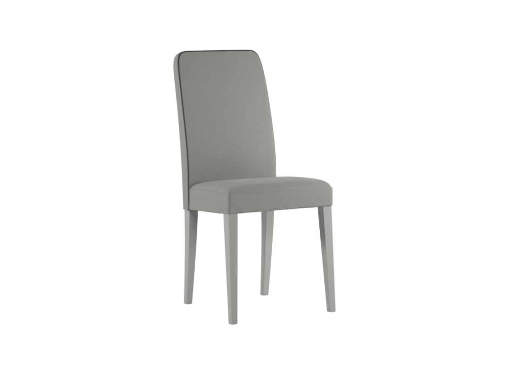 Sedia Anita in Similpelle Grigio Chiaro con Bordino Scuro e Gambe in Legno di Faggio, Sedia da Arredo Moderno - Ombrellificio
