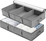 Sistema di Archiviazione Sotto Letto - 50L Sistema di Archiviazione con Cerniera - Set a 2 Pezzi - Ripiegabile e Adattabile Distributore per Abiti, Coperte e Scarpe
