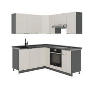 Cucina angolare completa Fame-Line GrigioBeige/Antracite 190 x 60 cm, PL Antracite Vicco
