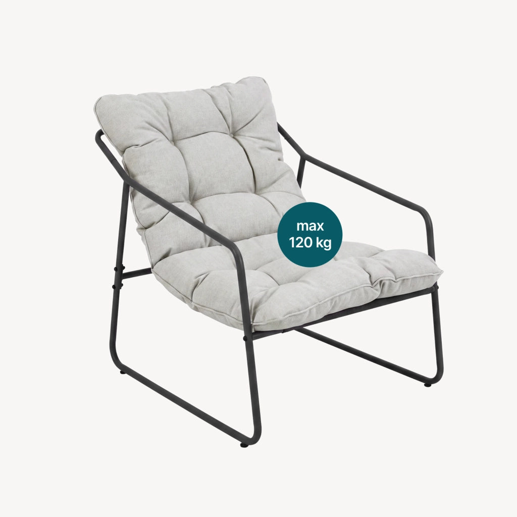 Set di 5 Mobili da Giardino Kivanta 2 Tavolini Rotondi 2 Poltrone e Divano - Grigio Scuro/Beige [en.casa]