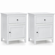 Set 2 comodini moderni a 2 livelli con superficie spaziosa-Tavolini con cassetto estraibile gambe in legno Bianco