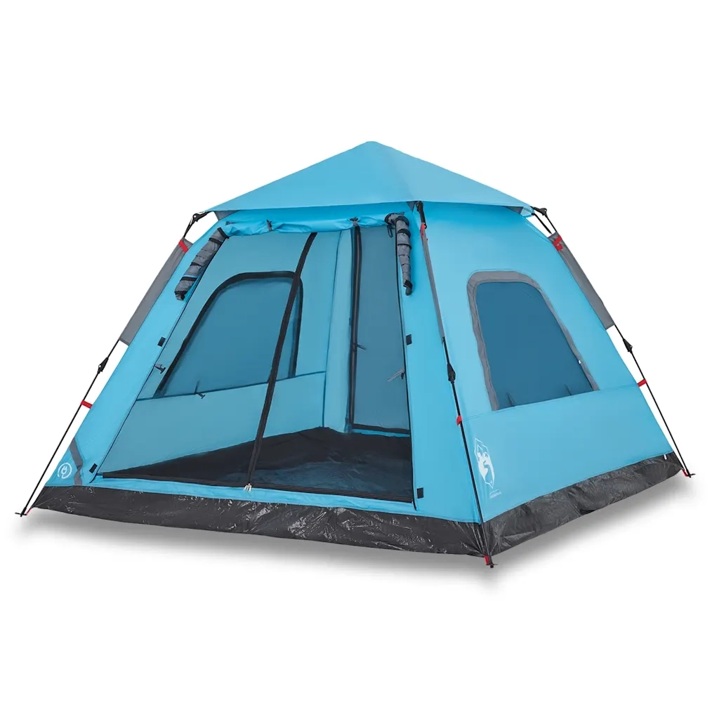 Tenda a Cupola da Campeggio 5 Persone-Tenda per Escursionismo Blu a Rilascio Rapido 991777