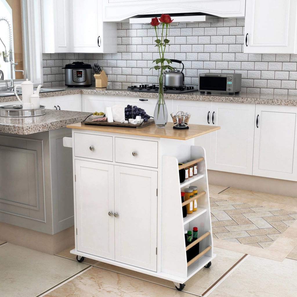 Tavolo da cucina con ripiani e cassetti ¨C zephmum ¨C MDF bianco 120x60x90