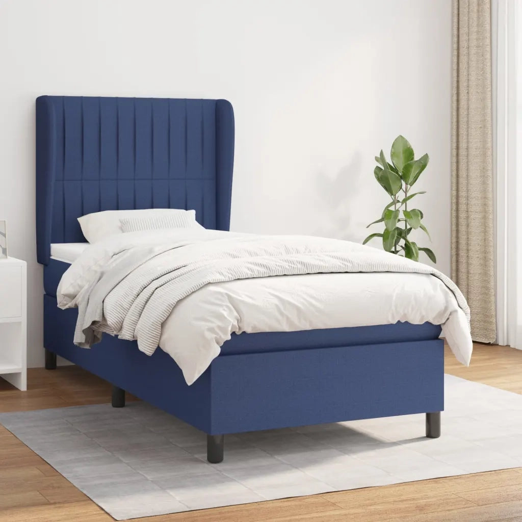 Letto singolo | Letto per adulti | Giroletto a Molle con Materasso Blu 80x200 cm inTessuto
