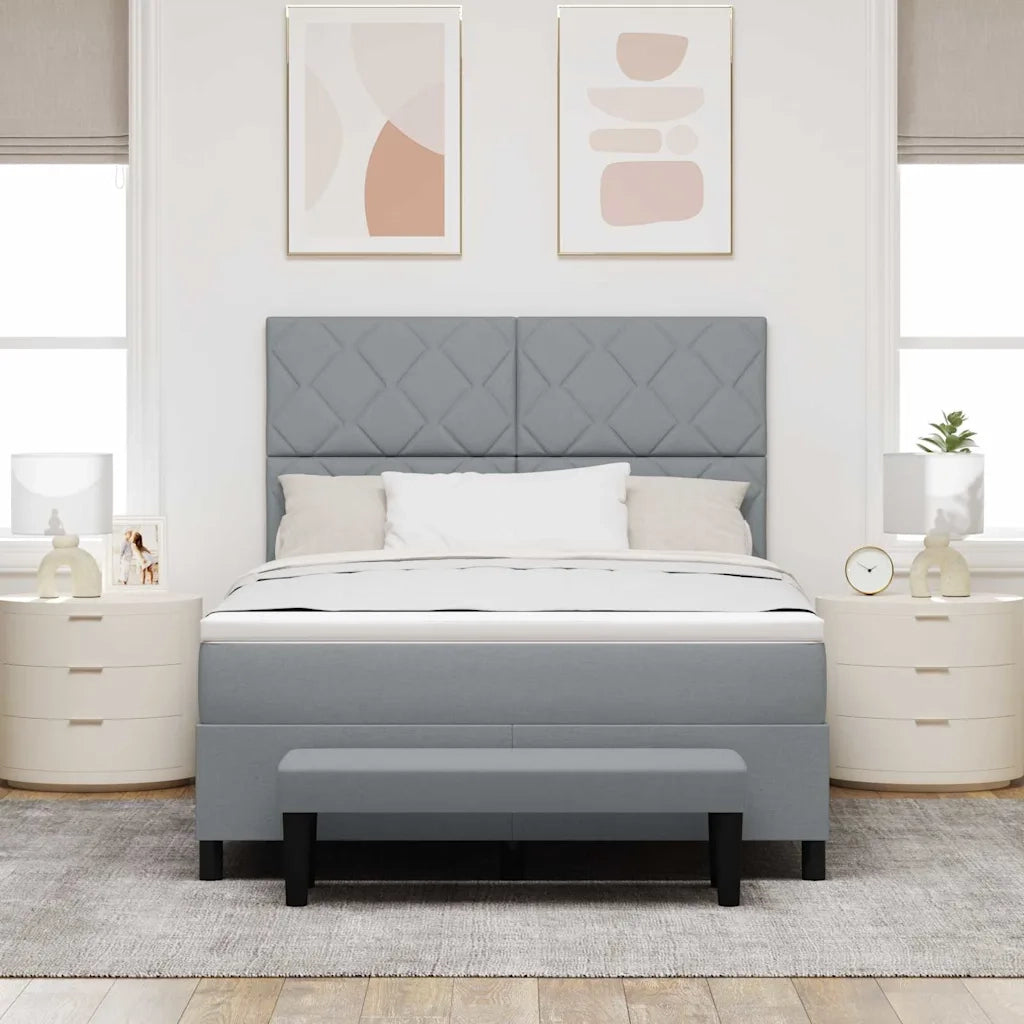 Letto a molle con materasso Grigio chiaro 140 x 190 cm Tessuto 3344142