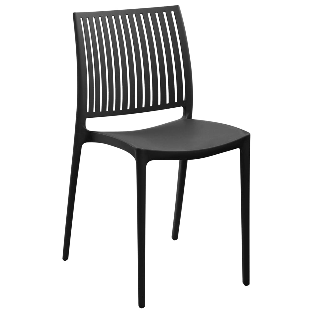 Set di 4 sedie da giardino in plastica sintetica, sedute da esterno impilabili nero