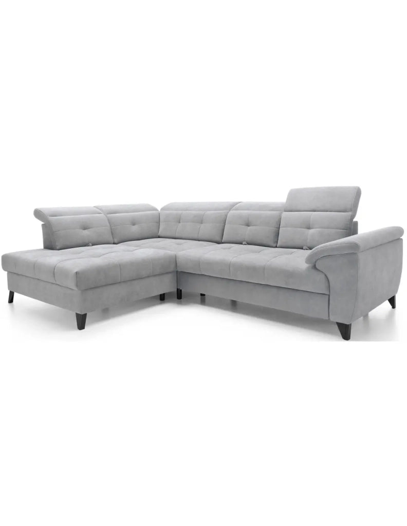 Divano ad angolo Grigio 5 posti angolo sinistro con letto 128x225cm INFERNO