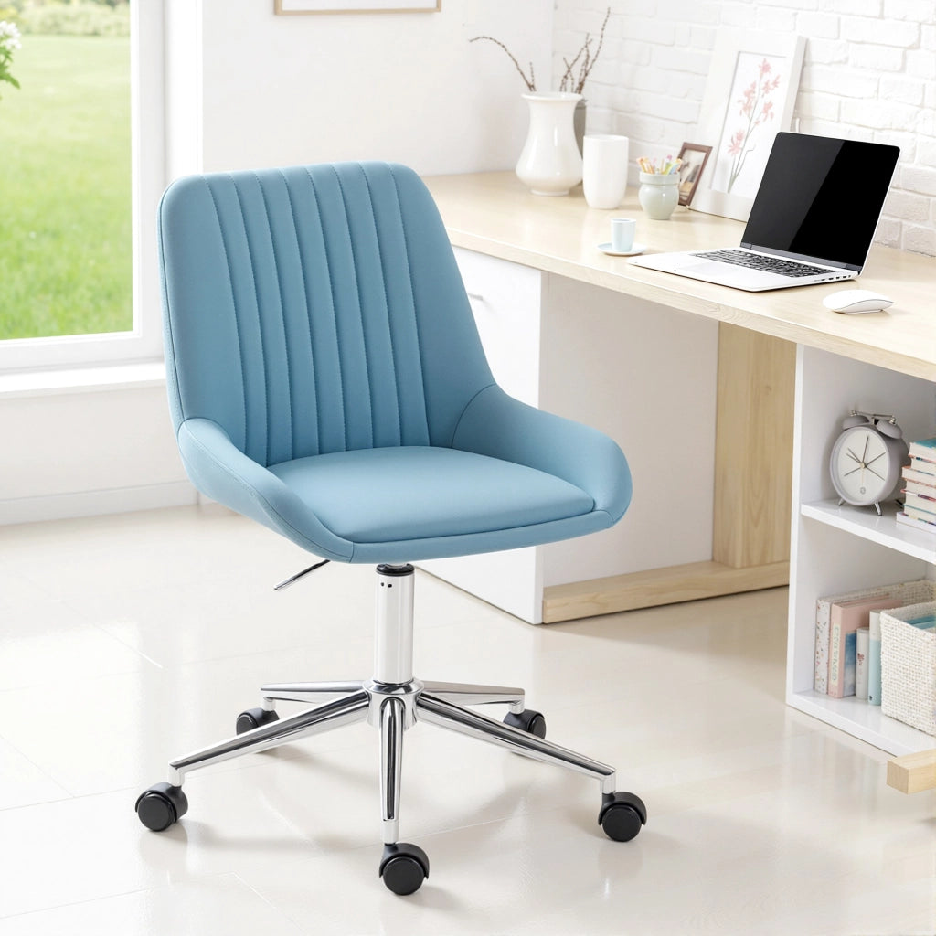 Sedia da Ufficio Regolabile ¨C zephmum ¨C Blu, Schiuma e Acciaio, 52x58x80-90 cm
