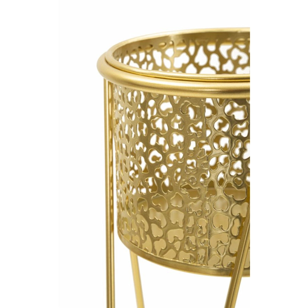 Set di 2 Vasi per Piante VKH403, Oro, Metallo, 21x20x46 cm