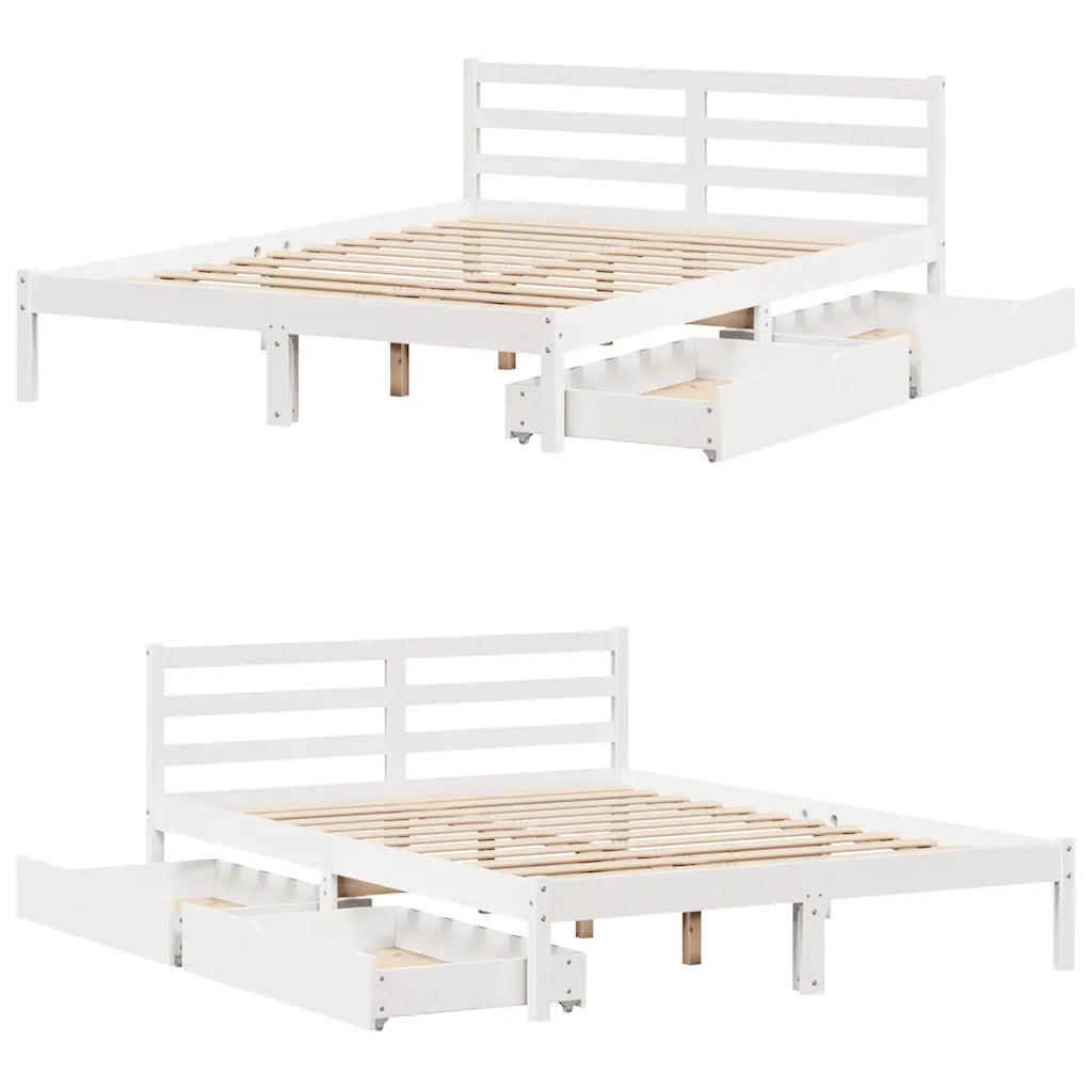 Letto senza Materasso-Struttura Letto Bianco 120x200 cm Legno Massello di Pino 206579