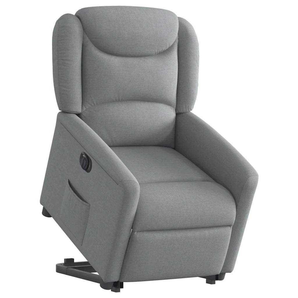 Divano Sedia-Poltrona Reclinante Alzapersona Elettrica Grigio Chiaro Tessuto 913104