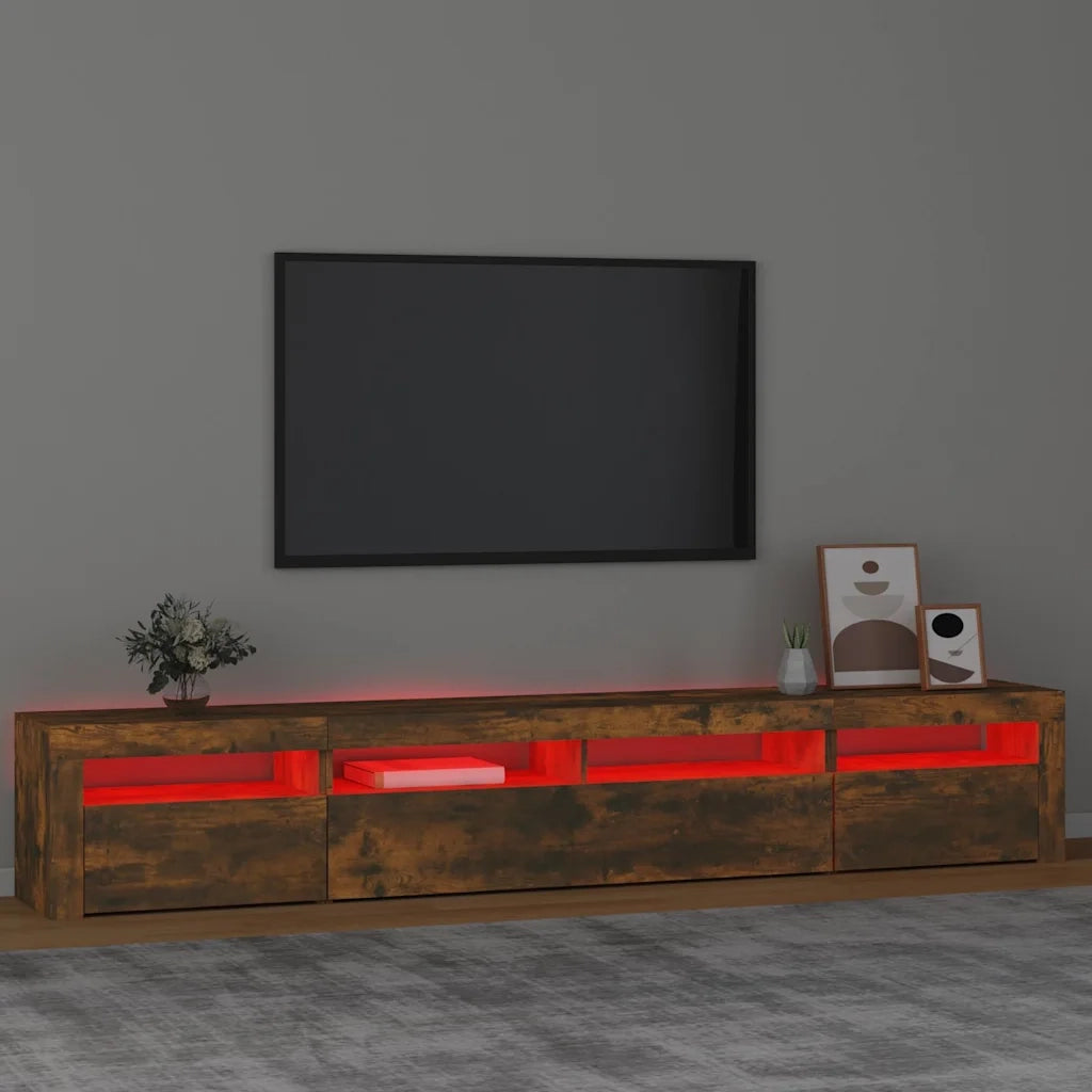 Mobile Porta TV con Luci LED Rovere Fumo 240x35x40 cm cod mxl 6386