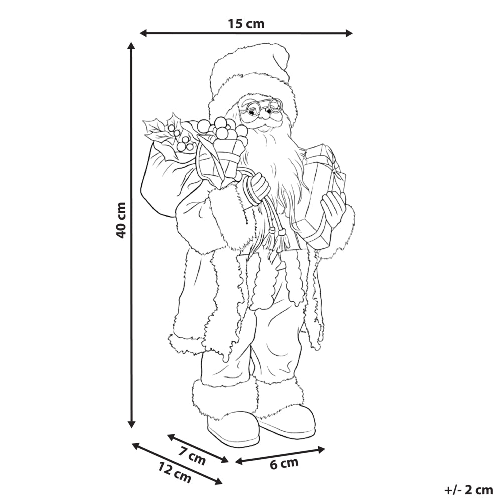 Figurina decorativa in tessuto e materiale sintetico bianco e oro Babbo Natale Figura di Natale Ornamento natalizio