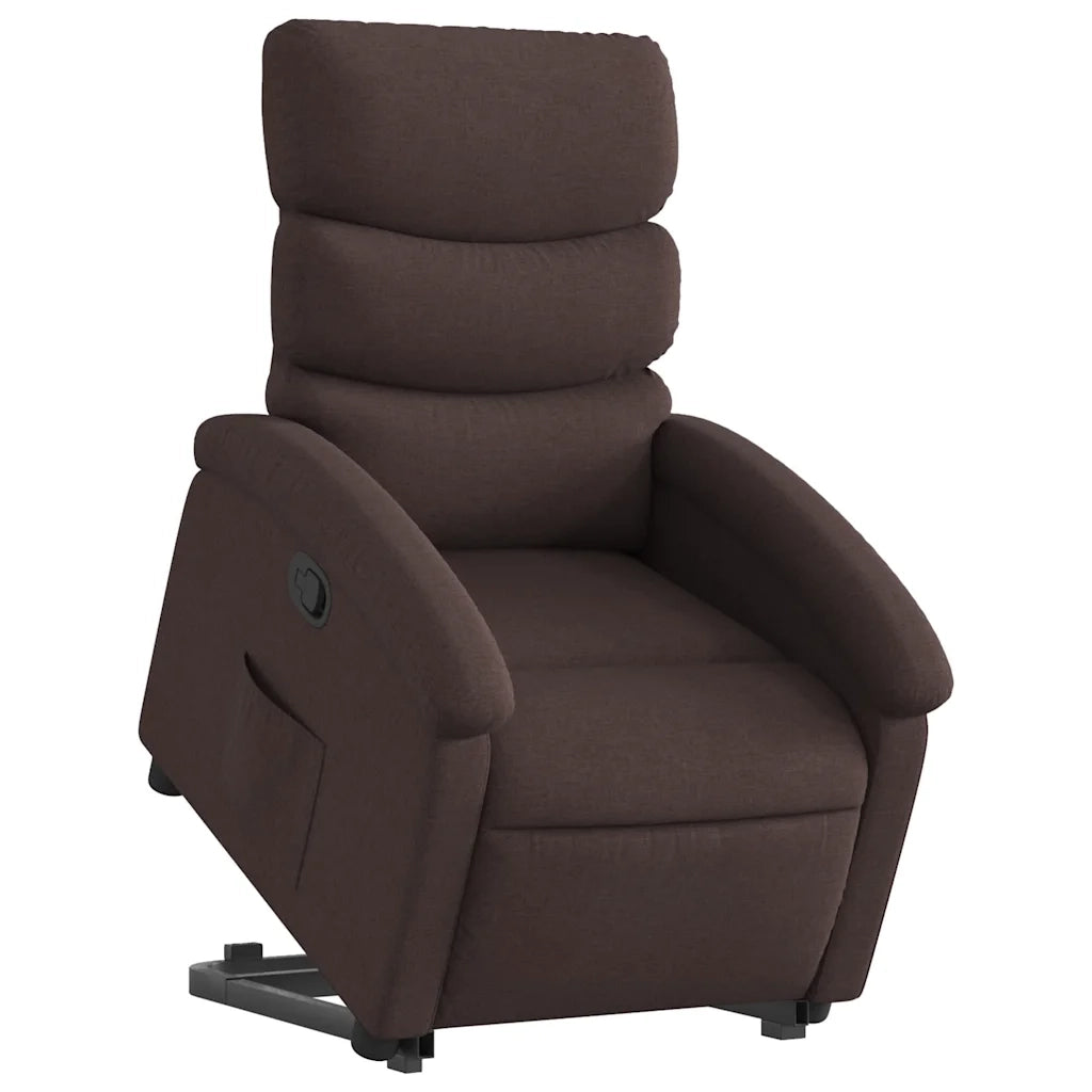 Poltrona Alzapersona Reclinabile Marrone Scuro in Tessuto 3203983