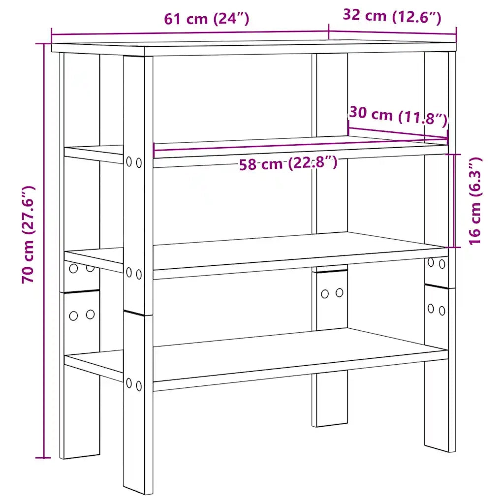 Scarpiera Grigio Cemento 61x32x70 cm in Legno Multistrato 859845