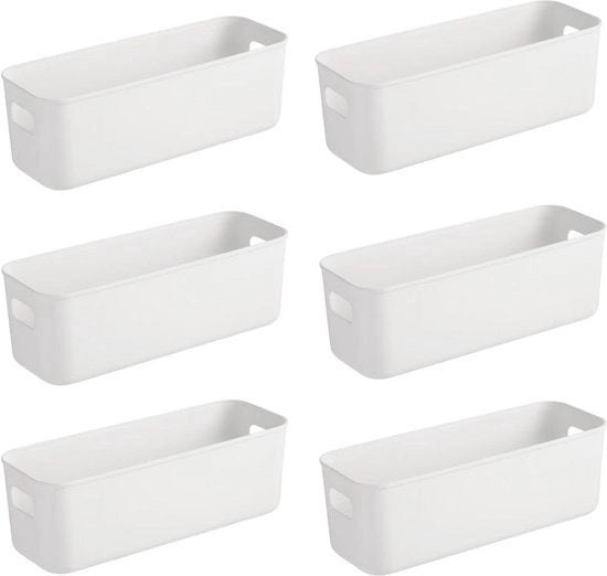 Cassetto di Stoccaggio 28c×10×11 cm - Scatola di Organizzazione in Plastica per Bagno-Cucina (Bianco)