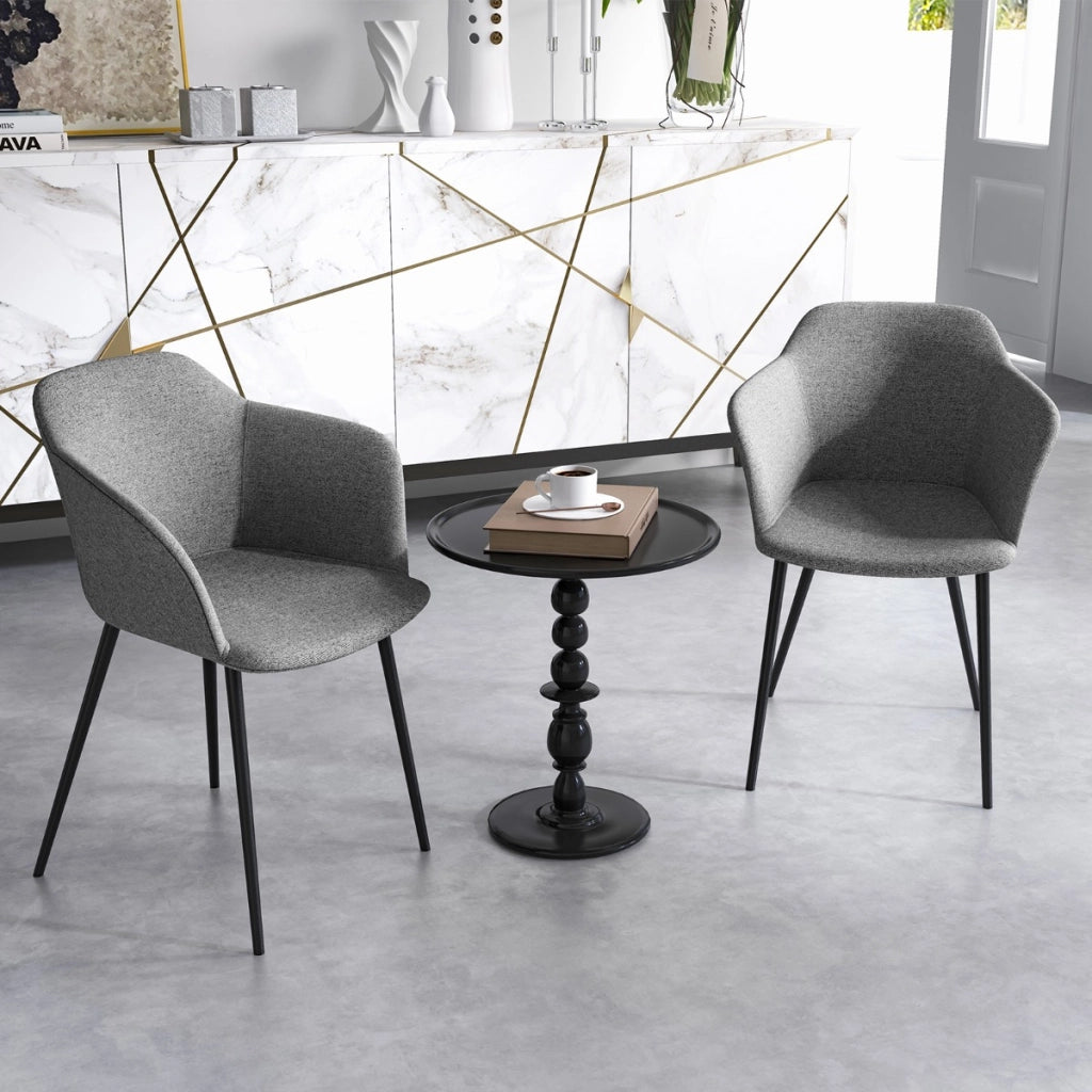 Set di 2 sedie da pranzo imbottita con schienale ergonomico ampi braccioli, 2 Sedie moderne ed eleganti Grigio-Sedie da pranzo