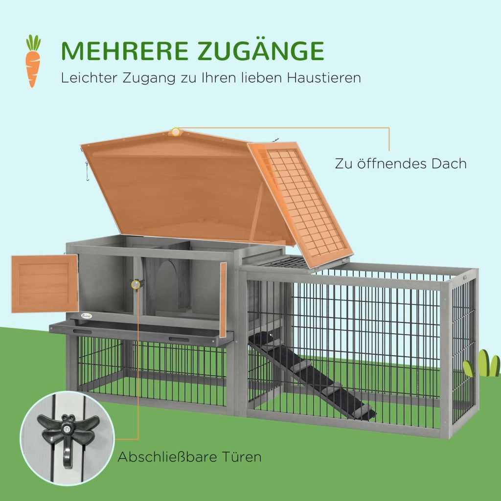 Gabbia per Piccoli Animali con Recinto Esterno ¨C Zephmum ¨C Grigio