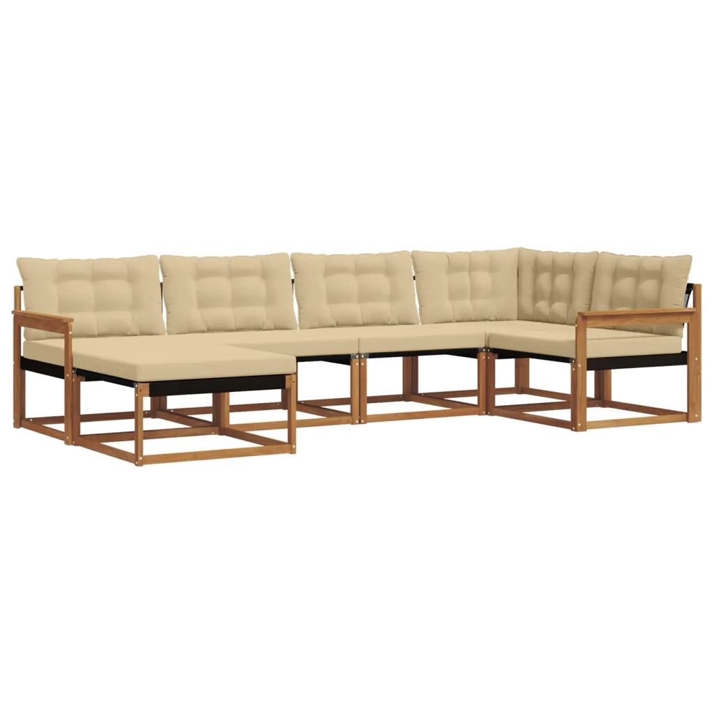Set di divani da esterno con cuscino 6 pcs Naturale e Beige