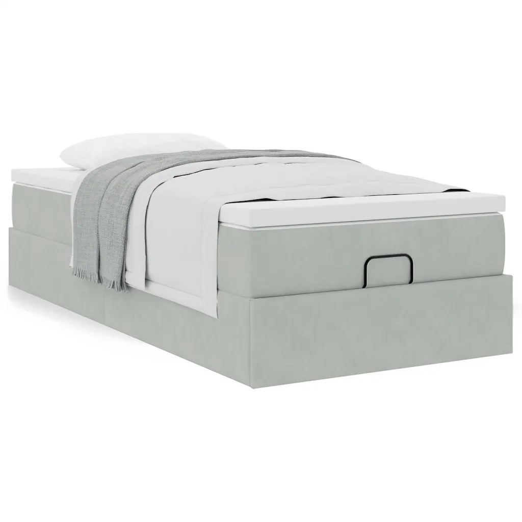 Struttura Letto Pouf con Materasso 90x200 cm in Velluto 3311159