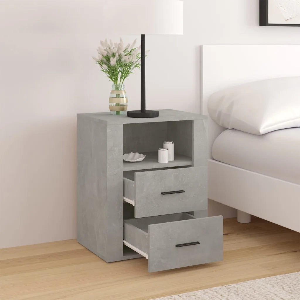 Comodino-Tavolino da notte Grigio Cemento 50x36x60 cm in Legno Multistrato 329940