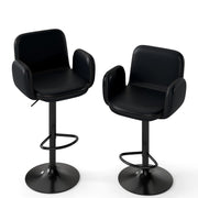 Sgabelli da bar moderni in pelle finta con altezza regolabile e sedile imbottito, Sgabelli da bar set di 2 girevoli Nero