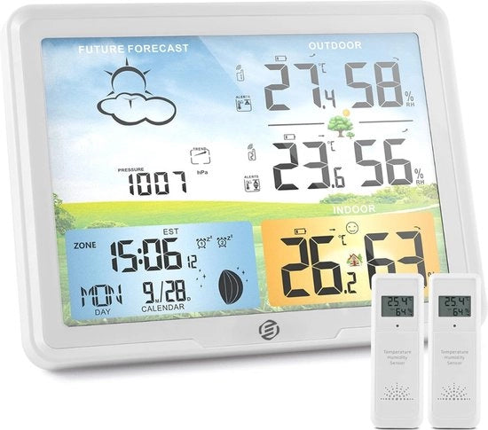 Stazione Meteorologica Digitale per Interno e Esterno - Idrometro - Termometro - Misuratore di Umidità dell'Aria - Versione Avanzata