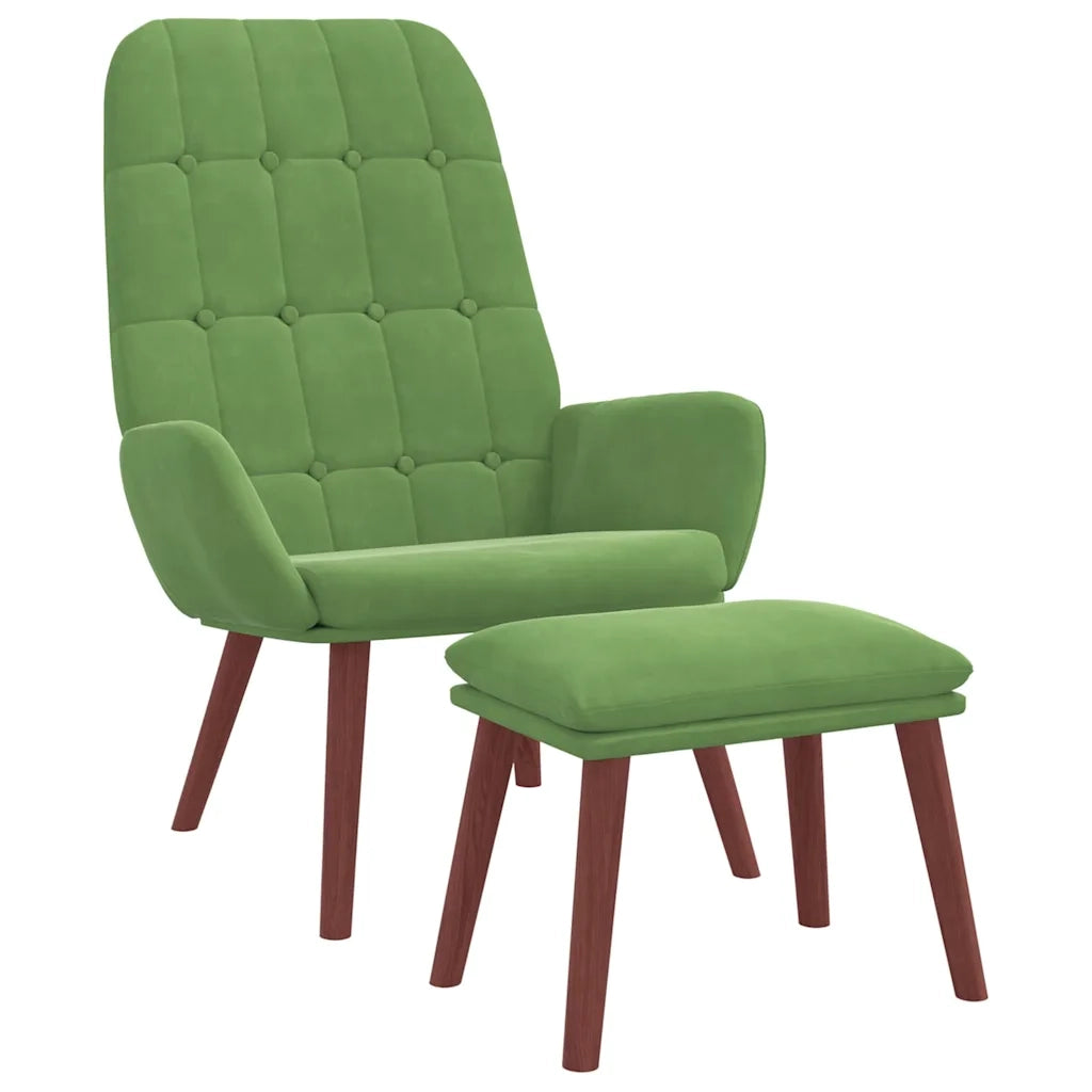 Poltrona Relax con Poggiapiedi Verde Chiaro in Velluto 3315141