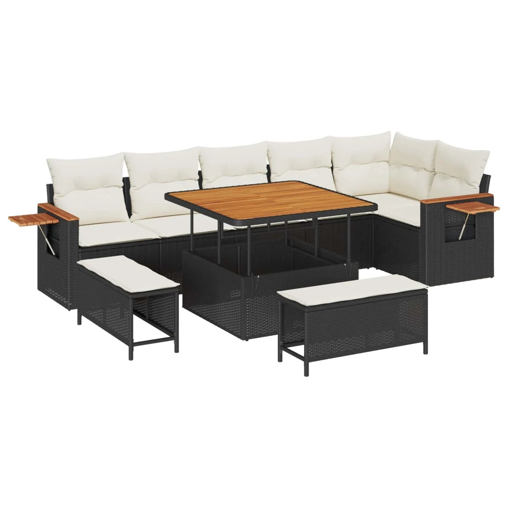 Set Divano da Giardino 9 pcs Nero polyrattan 3363055