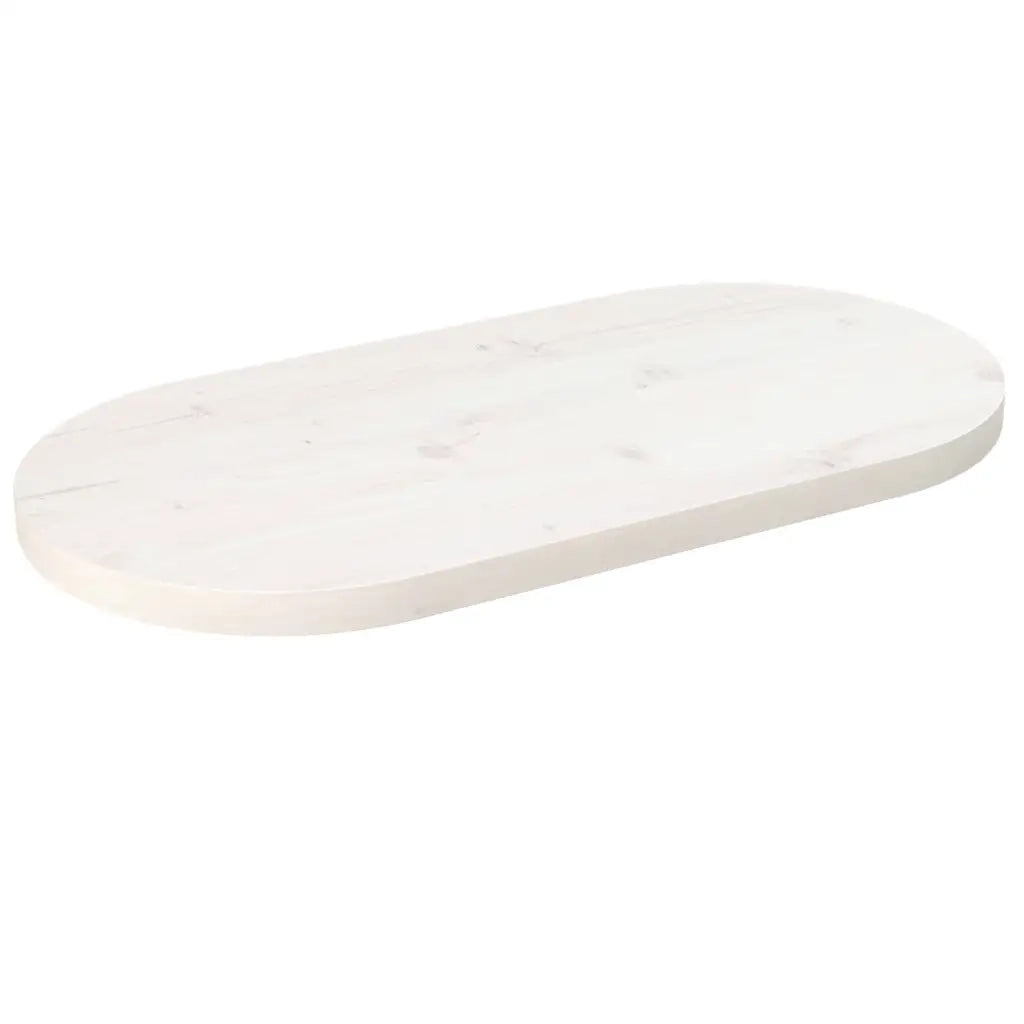 Piano Tavolo Bianco 60x30x2,5cm in Legno Massello di Pino Ovale