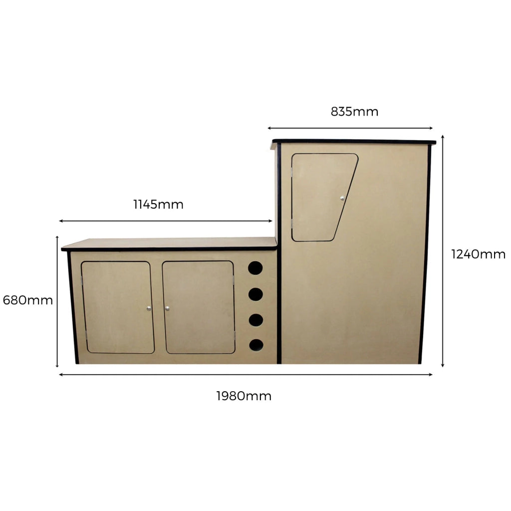 Kit moquette nera per furgone con cucina camper in MDF personalizzabile