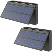 Set a doppio di 6 lampadine LED da parete alimentate da energia solare per giardino, illuminazione di atmosfera, illuminazione di recinzione e luce calda.