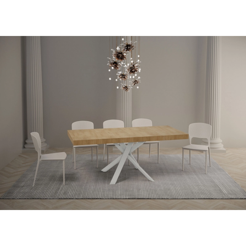 Tavolo allungabile 90x90/194 cm Clerk Premium - gambe Bianche - Quercia Natura