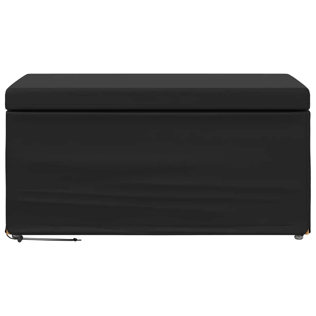 Pouf Nero Pelle Sintetica e Legno Ingegnerizzato