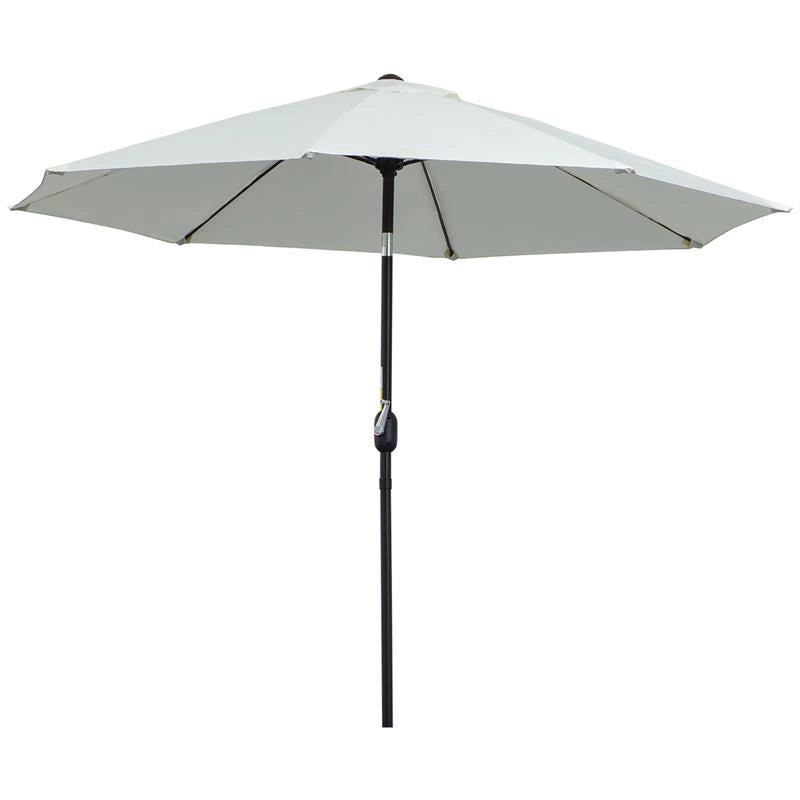 OMBRELLONE DA GIARDINO ROTONDO CON MANOVELLA E INCLINABILE A 3 LIVELLI Ø 265X240 CM CREMA
