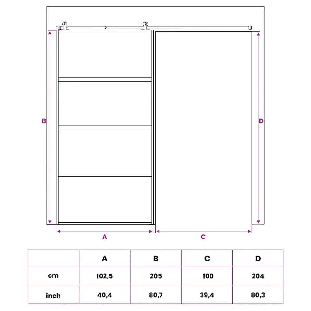 Porta scorrevole 102.5 x 205 cm Vetro Temperato e Alluminio 42054107