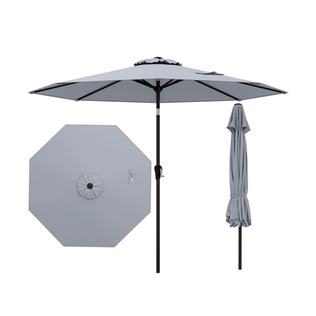 Ombrellone da giardino 270 x 270 x 240 cm facile da inclinare struttura robusta finitura grigia 20_0012983