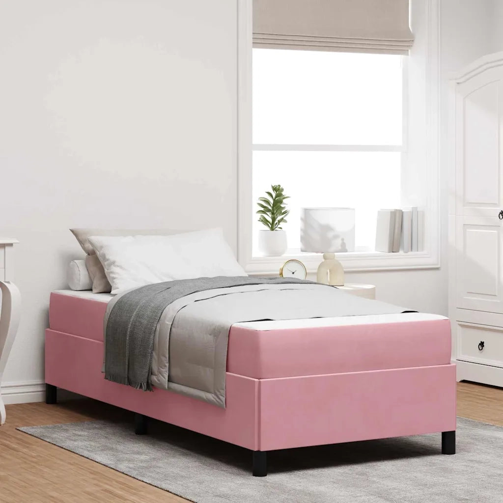 Struttura del letto con materasso Rosa 80 x 200 cm Tessuto