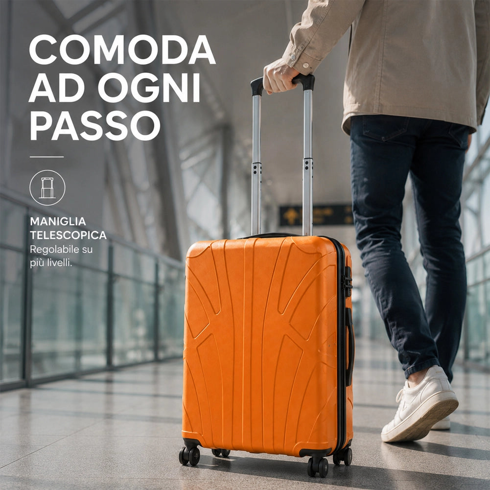 Valigia Bagaglio a Mano 55x40x20cm Arancio Trolley Lugano Adatto Ryanair Easyjet