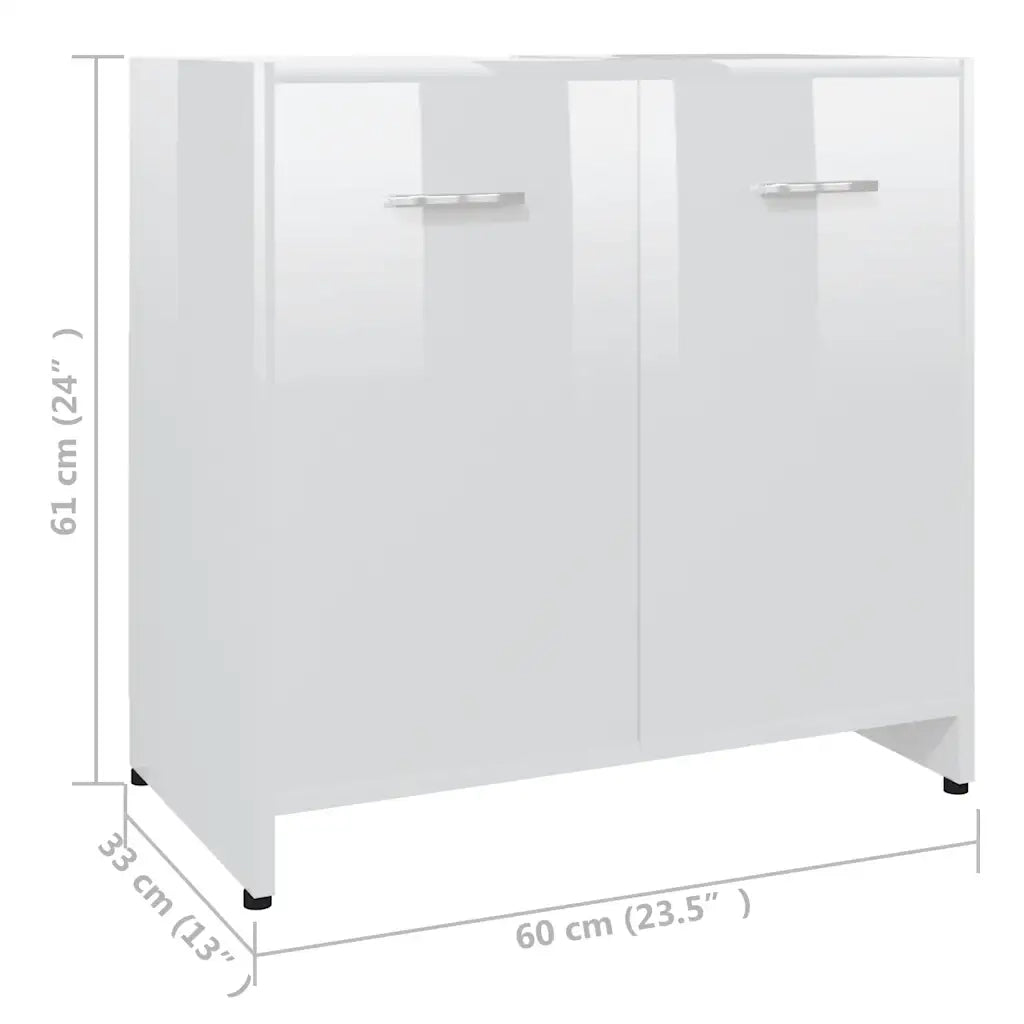 Armadio da Bagno Bianco Lucido 60x33x61 cm in Truciolato cod mxl 63907