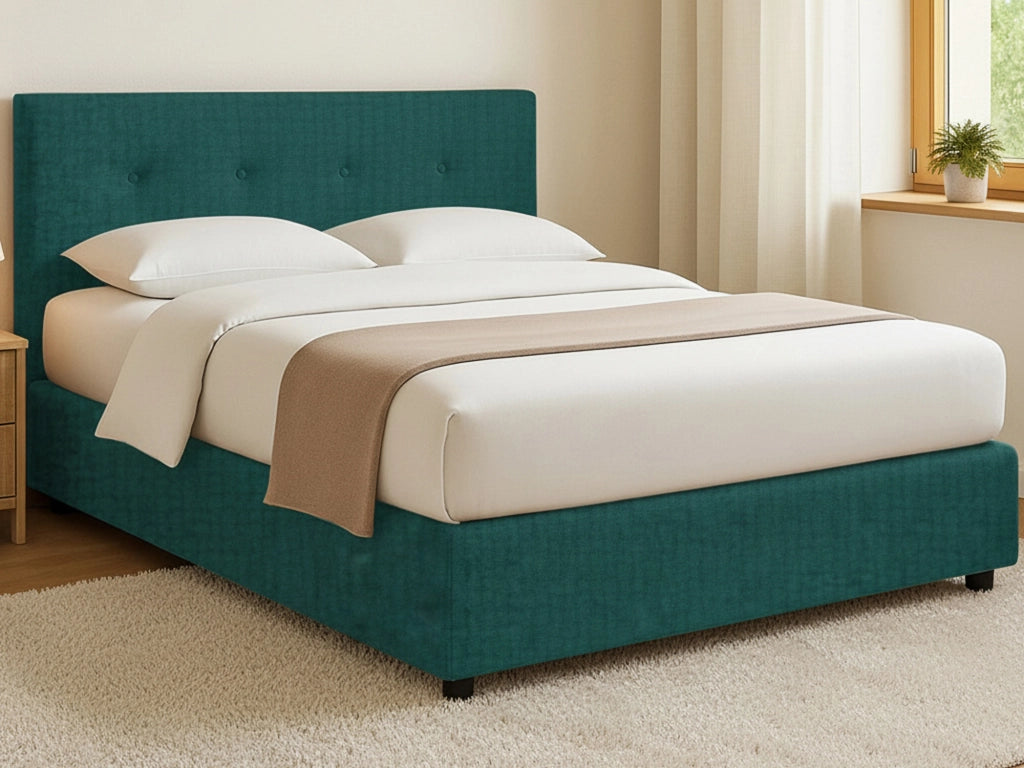 Oxford, Letto Matrimoniale Sfoderabile Made in Italy, Verde Petrolio