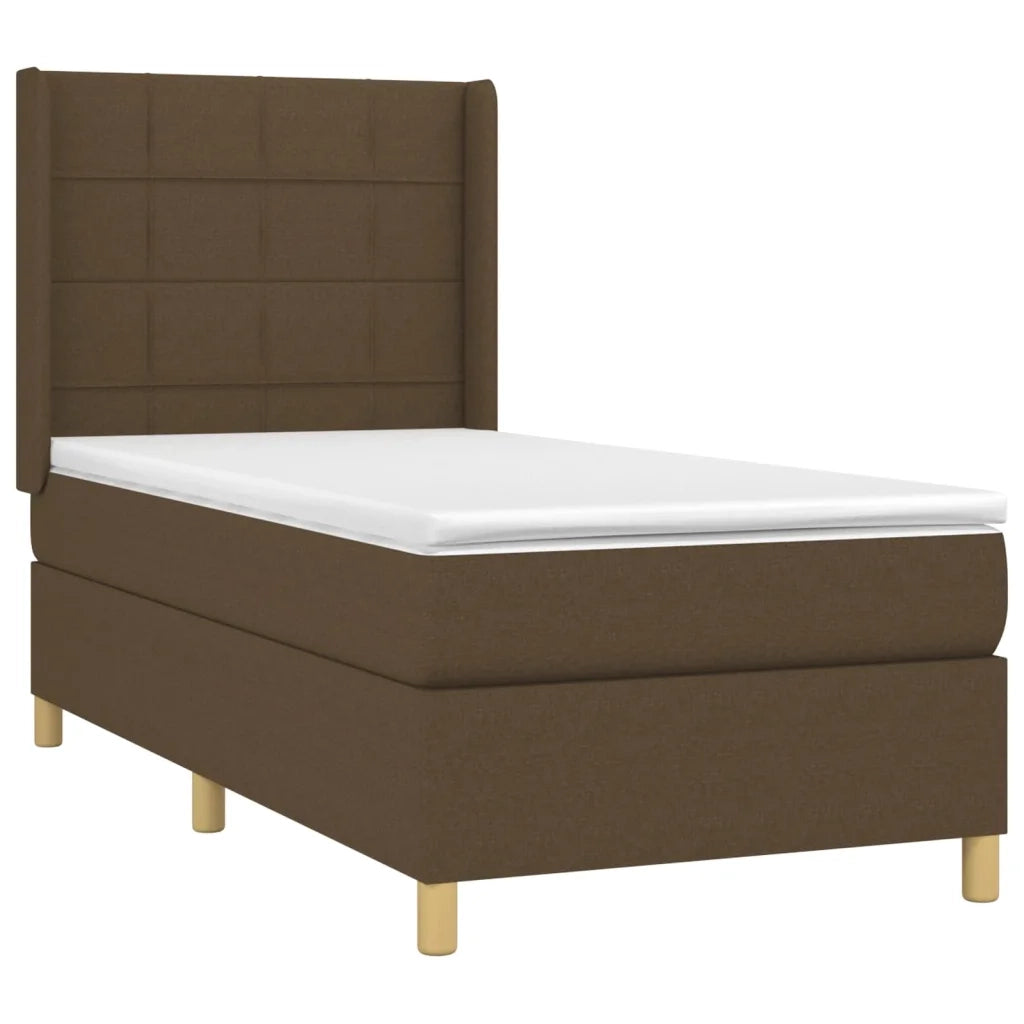 Letto a Molle Materasso e LED Marrone Scuro 80x200cm in Tessuto 3138832