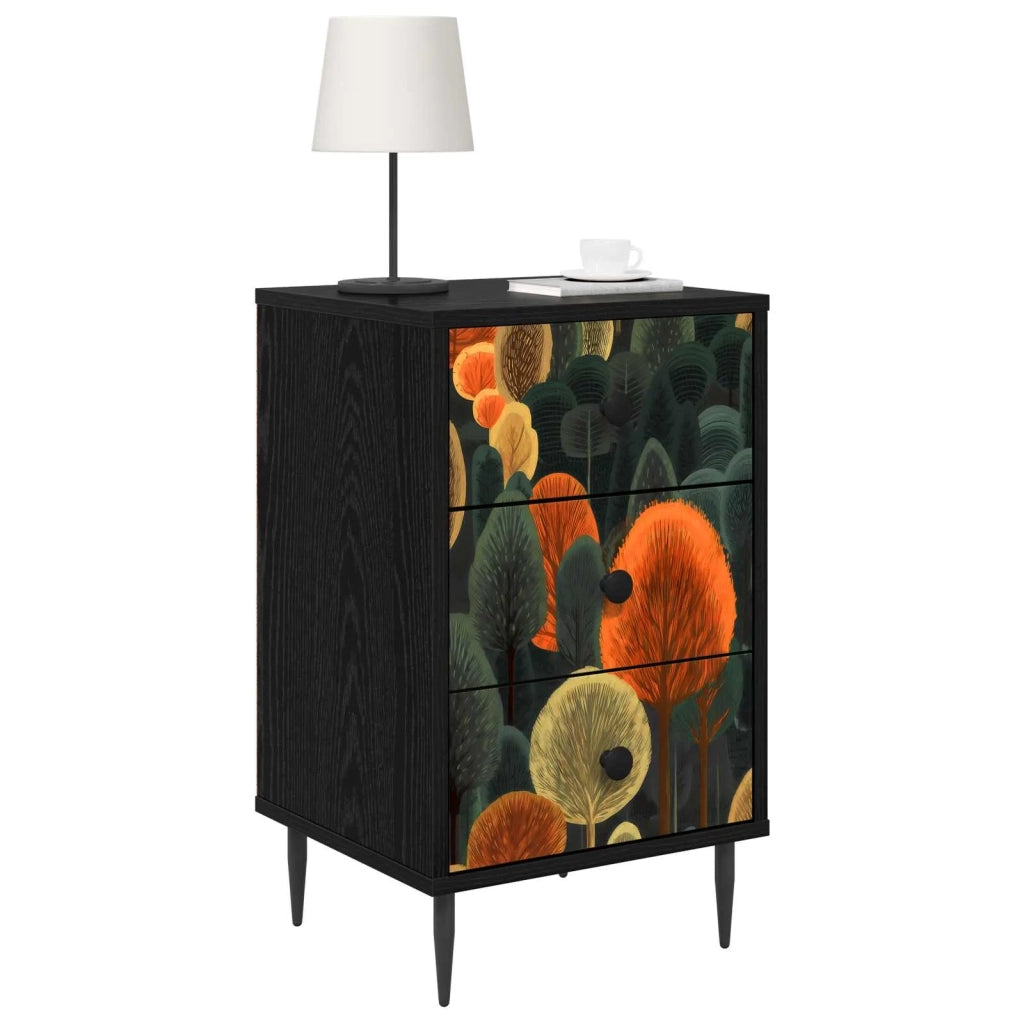 Armadio da Notte ZAANDAM 2 pz Rovere Nero 36 x 33 x 61 cm 8007332
