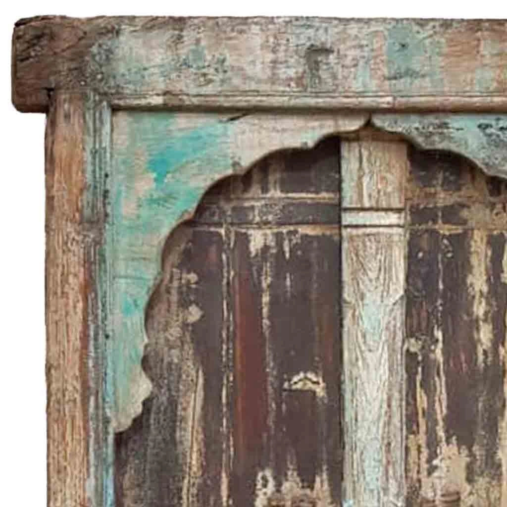 Finestra in legno con finitura artigianale marrone, 86x10x145h cm