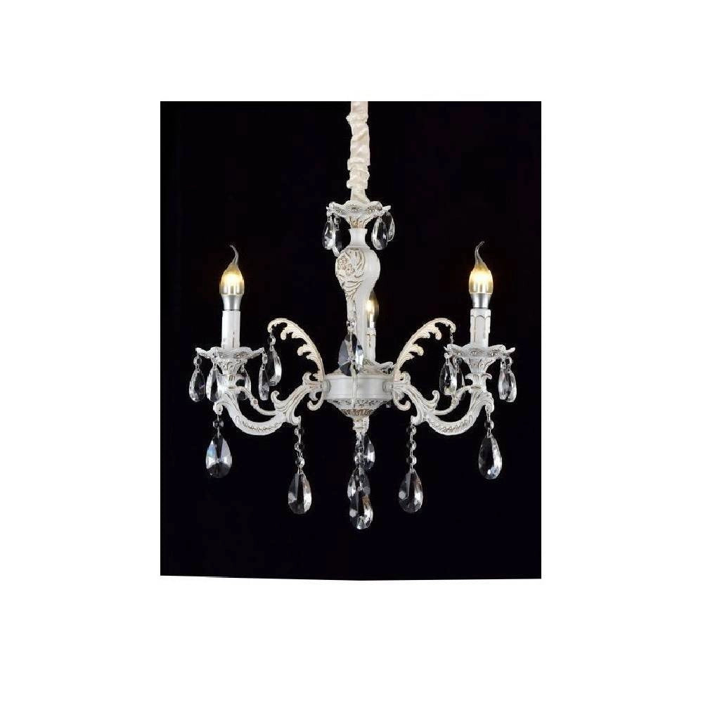 Trade Shop - Lampadario Soffitto Classico 3 Bracci Attacco E14 Vetro Effetto Cristallo A01-3 -